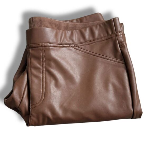 J.Jill Faux Leather Pull-On Pants Hickory Brown Size Large NWT - Picture 8 of 8
